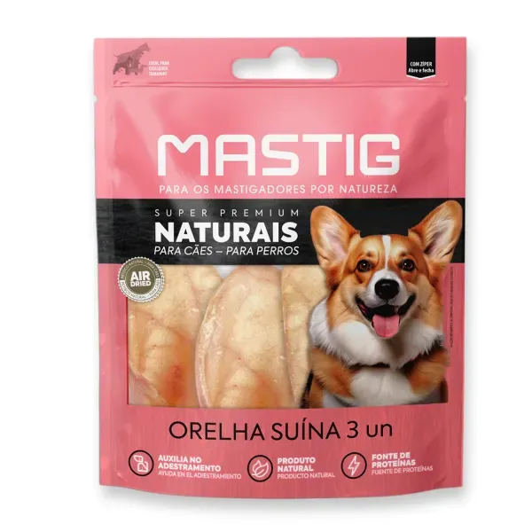 Petisco Orelha Suína para Cães Mastig 3 unidades